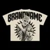 Camiseta Impressa Transfronteiriça Europeia e Americana Grande Edição Estilo Y2K Hip-hop Gótico Masculino Gráfico Punk Manga Curta Casual Top