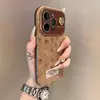 Adecuado para funda de teléfono Apple 17 Pro Max, cobertura total, a prueba de caídas, iPhone 16, diseño sin colisiones, 15, patrón floral marrón de nicho