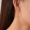 Elegantes Brincos de Franja Estrela de Cinco Pontas Cravejados com Zircônia, Galvanizados a Ouro Real, Luxo Leve, Brincos de Estilo High-End para Mulheres