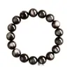 Nuevas Pulseras de Obsidiana Plateada de Doble Ojo para Pareja para Hombres y Mujeres, Pulseras y Joyería Auténticas de Obsidiana Negra de Círculo Único Coleccionables