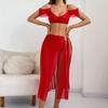 Fornecimento Transfronteiriço Comércio Exterior Europeu e Americano Novo Sexy Renda Transparente Vazado Longo Saia Roupa Íntima Sexy Conjunto de Três Peças
