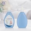 Frasco de Shampoo e Gel de Banho para Bebê 500ml Frasco Azul Plano Ombro Arredondado Frasco de Plástico PE Frasco com Bomba para Loção Corporal