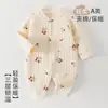 Mameluco de Bebé Clase A Acolchado Cálido para Recién Nacido Algodón Puro Tres Capas Engrosado Manga Larga Traje de Gateo para Bebé Otoño-Invierno