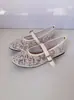 Zapatos planos de malla bordada estilo Mary Jane para mujer, talla grande, transpirables, con hebilla de lazo, zapatos planos tipo ballet poco profundos para mujer