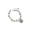 Pulsera Vintage de Plata Tailandesa con Cara Sonriente para Mujer, Pulsera de Cuentas de Doble Capa Estilo Ins, Accesorio Elegante, Venta al por Mayor, Suministro Exclusivo Transfronterizo