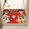 Felpudo de Entrada de Crayon Shin-Chan, Felpudo de Dibujos Animados para el Hogar con Bucle de Seda, Alfombra para la Entrada, Personalizable, Resistente a la Suciedad, Felpudo Antideslizante