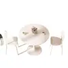 Mesa redonda pequena e moderna em estilo nórdico branco para lojas de milk tea e cafés, conjunto de mesa de jantar tulipa