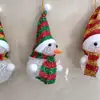 Boneco de Neve de Cristal Branco de Natal Luz LED a Pilha Decoração de Presente Pingente com Bola Acrílica Luminosa de Desenho Animado