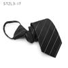 Vestido sin corbata Etiqueta negra Camisa de negocios coreana para hombre Versión estrecha de 7 cm Trabajo Corbata con cremallera Seguridad