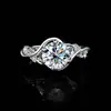 Anillo de Moissanita Moda Simple Estilo Europeo Anillo de Boda Anillo para Dedo Anular de Mujer Anillo de Plata de Ley S925 Para Mujer En Stock Venta al por mayor