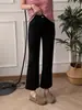 Jeans Acampanados Negros de Nueve Puntos para Mujer en Otoño, Talla Grande, Figura de Pera, Cintura Alta, Efecto Adelgazante, Pantalones Acampanados con Estiramiento en Cuatro Direcciones