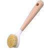 Escova de Panela Doméstica de Plástico Natural, Escova para Lavar Louça de Madeira de Faia, Escova para Lavar Panelas de Cabo Longo, Escova de Limpeza de Óleo Antiaderente de Cozinha, Artefato para Escovar Panelas