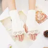 Yifan Guantes de Moda Tejidos Cálidos para Brazos, Estilo Coreano, de Encaje, para Dedos Medios, Giro, para Oficina, Escribir