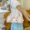 Bolsa baguette com laço floral doce, bolsa de ombro de renda feminina, suave e fresca, bolsa de axila nicho e versátil