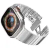 Para reloj Apple S10 con hebilla mariposa de acero inoxidable plateada metálica AppleiWatch86se25 negocios