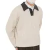 Retrô Estilo Old Money Blusa de Gola Alta em Tricô Canelado Color Block Masculina Casual Estilo Preguiçoso Malha Solta Outono Inverno
