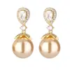 Joia Huabi Nova 2024 Fundo de Cobre Banhado a Ouro Pérola Temperamento Luxo Leve Conjunto Dourado Feminino 14-12mm Atacado