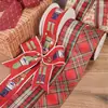 Cinta de lino sintético con borde de alambre en stock para decoración navideña, lámina dorada y plateada impresa con purpurina, para hacer guirnaldas y moños