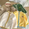 Jaqueta de Lã Coral Dupla Face para Bebê Menina Nova Outono/Inverno Infantil com Plus Veludo Roupas Infantis Meninos Meninas Tops Roupas de Algodão Transfronteiriça