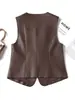 Chaleco de Cuero Estilo Nuevo 2026 para Mujer, Chaqueta Corta sin Mangas de Cuello en V, Abrigo de Cuero Elegante de Corte Ajustado