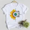 Camiseta de Manga Corta con Estampado de Flores Nuevo 2025 para Mujer, Top Casual de Manga Corta