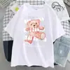 Nenhuma Função Perfeita Encontrada Camiseta Ursinho de Pelúcia Feminina Oversized Macia Camiseta Casual Streetwear Verão Algodão