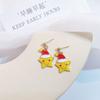 Pendientes navideños de plata 925 con diseño de Papá Noel, alce y campana, de aleación, con gotas de aceite.