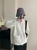 Cardigã casual de zíper duplo estilo coreano para primavera e outono para mulheres, com design único, cor sólida, jaqueta de malha de corte solto