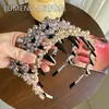 Diadema Exquisita de Estilo Coreano con Ola de Pedrería de Caña Alta para Mujeres con Dientes, Diadema Antideslizante para Lavarse la Cara, Pasador, Diadema