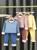 Conjunto de ropa interior térmica con forro polar para niños para el invierno, tops y pantalones de otoño para niños, ropa para casa para estudiantes de primaria, pijamas para niñas