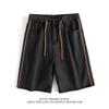 Shorts Jeans Patchwork Listrados Masculinos Verão Fino Vintage Chic Calças Casuais Perna Larga Soltas Retas