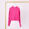 Moletom Lulu com Capuz, Zíper Completo, Corte Solto, Com Etiqueta, Em Estoque, Entrega Direta, Etiqueta Dourada, Zíper Dourado, Estilo Casual Curto, Forrado com Fleece