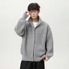 Suéter cárdigan de imitación de piel de ciervo de cuello alto, estilo Otoño e Invierno, Retro japonés, estilo perezoso, tejido de color liso, chaqueta de cuello alto Q