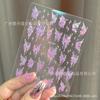 Calcomanías populares para uñas 3D delgadas transparentes líquidas alas de mariposa coloridas láser coloridas vidrio roto plateadas calcomanías para uñas