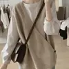 Cárdigan de punto con cuello en V estilo japonés para mujer, nuevo diseño de primavera/otoño, corte holgado, efecto adelgazante, top tipo chaleco simple y casual