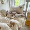 Juego de Ropa de Cama de Tres Piezas para Cama de Dormitorio Estudiantil, Sábana Bajera de Algodón Puro, Sábana Plana, Funda de Edredón Juego de Cuatro Piezas