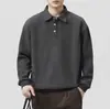 Moletom Gola Polo Pesado 340G Estilo Old Money Americano Anyang para Homens, Novo Outono 2026 Manga Longa Solta Gola Reversível