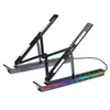 Soporte para Laptop Computadora Portátil Plegable de Aleación de Aluminio Soporte Luminoso RGB Base de Expansión Soporte de Refrigeración