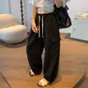 Calça de trabalho verde militar, 100% algodão, estilo unissex, nova coleção primavera/outono, casual, cor sólida, corte solto, cintura alta, calça de perna reta