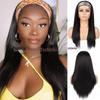 Peruca de headband feminina europeia e americana transfronteiriça peruca headband peruca Black Ice Silk Hair Cinto Cabelo Longo Liso Peruca Headgear