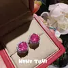 Joalheria: Colar Rum Ruby Corte Rosa, Conjunto de Anéis Zircônia Coroa Pitaya, Não Desbota