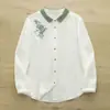 Nova Camisa de Algodão Estilo Retrô Literário Bordado com Contraste de Cores Algodão e Linho de Manga Longa para Mulheres - Primavera e Outono deste Ano