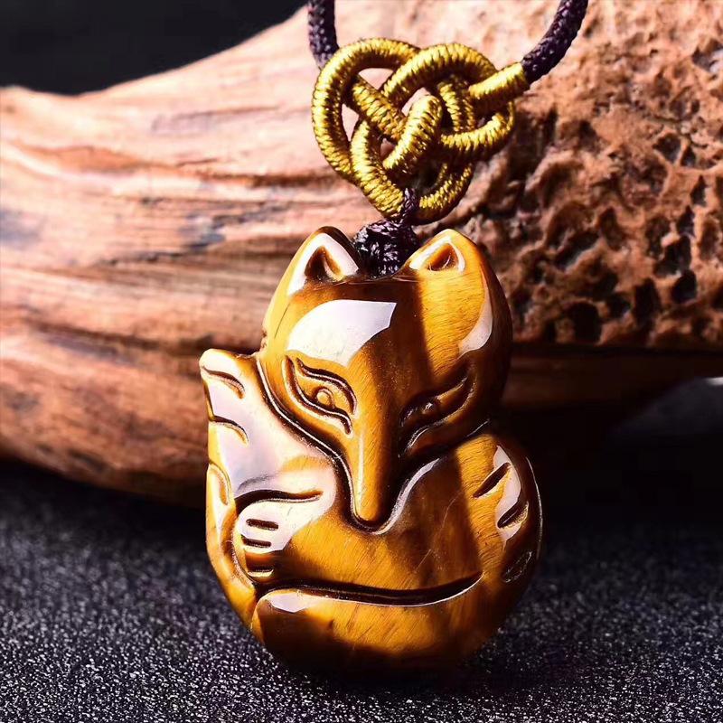 智贝详情图_23厂家金黄色虎眼石如意钱袋子吊坠男女款玉石知足