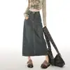 Saia Jeans Única e Chique para Mulheres, Novo Estilo de Primavera, Cintura Alta, Versátil, Azul Vintage, Emagrecedora, com Fenda nas Costas, Saia Bodycon