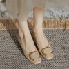 Sapatilhas Femininas de Couro Genuíno com Salto Bloco, Boca Rasa, Fivela Quadrada Francesa, Salto Médio, Estilo para Noite, Sapatos Vintage Delicados