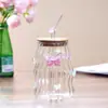 Taza de Nube Taza de Café de Vidrio de Borosilicato Alto Vidrio Transparente Taza para Bebidas Americanas con Hielo Mariposa Linda Taza de Agua