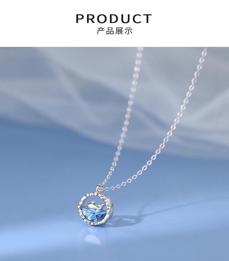 智贝详情图_4鲸生有你项链女夏季清新闺蜜锁骨链韩版时尚蓝色海