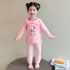 Roupa Térmica Unissex Outono e Inverno Roupa de Casa Pijama Desenho Animado Conjunto Casual Novo Duas Peças Tendência
