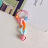 Llavero Colgante de Cadena de Cuentas de Letras Coloridas Estilo Ins, Anillo de Tarjeta Fresco y Sencillo, Llavero con Campana, Accesorio DIY