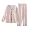 Traje Yuezi de Algodón Puro Doble Capa Hilo de Algodón Traje de Lactancia para Mujeres Embarazadas Postparto Set de Traje para Hogar de Lactancia Materna Primavera y Verano Absorbente de Sudor Transpirable